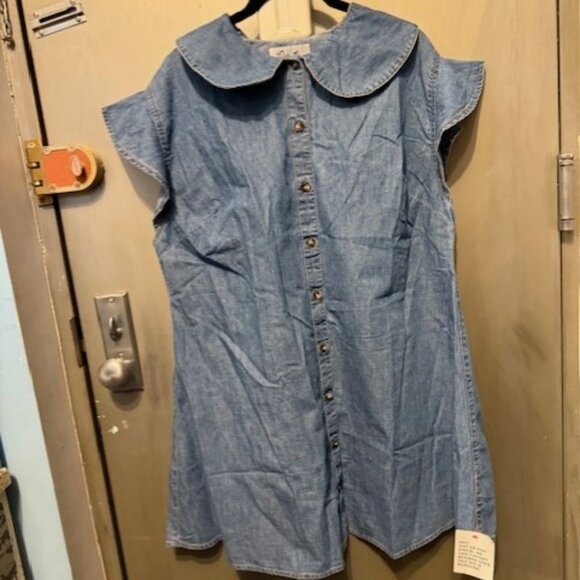 Miss Selfridge denim babydoll shirt mini dress in blue chambray - Picture 2 of 16